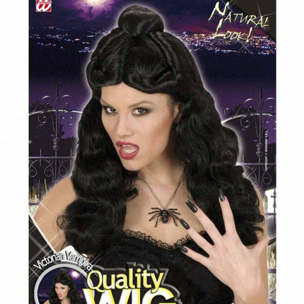 Halloweenaccessoires pruik Western Belle zwart