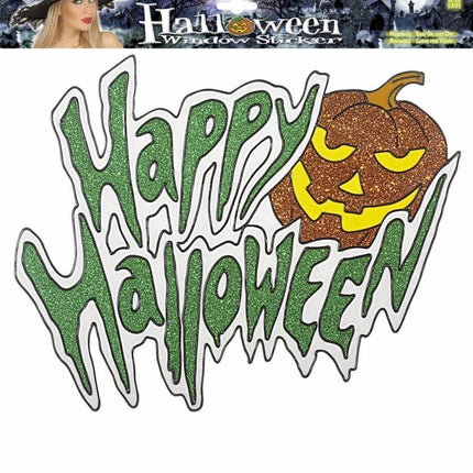 Halloweenaccessoires: Raamsticker "Happy Halloween" (36 cm)