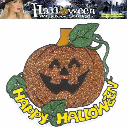 Halloweenaccessoires: Raamsticker Pompoen (25 cm)