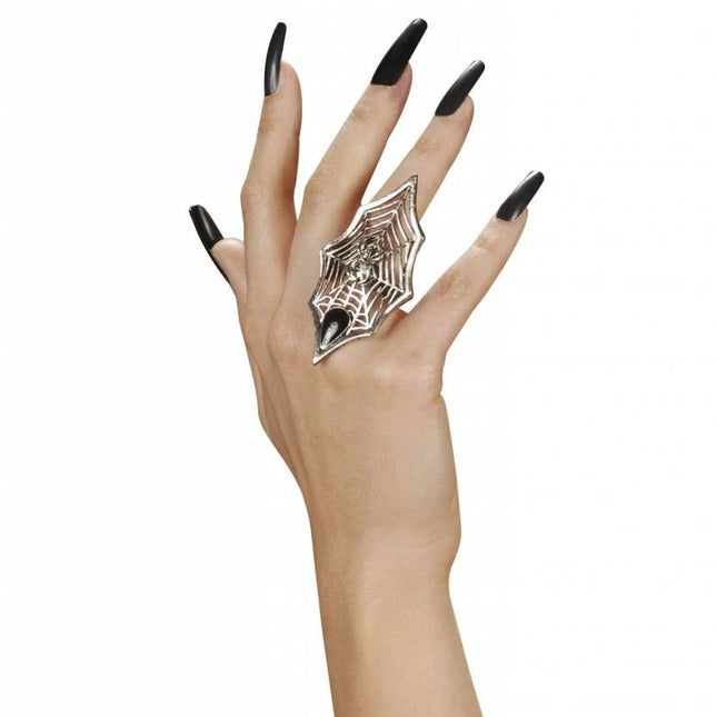 Halloweenaccessoires: Ring met spinnenweb