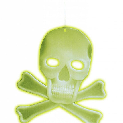 Halloweenaccessoires schedel decoratie met 2 botten lichtgevend in donker