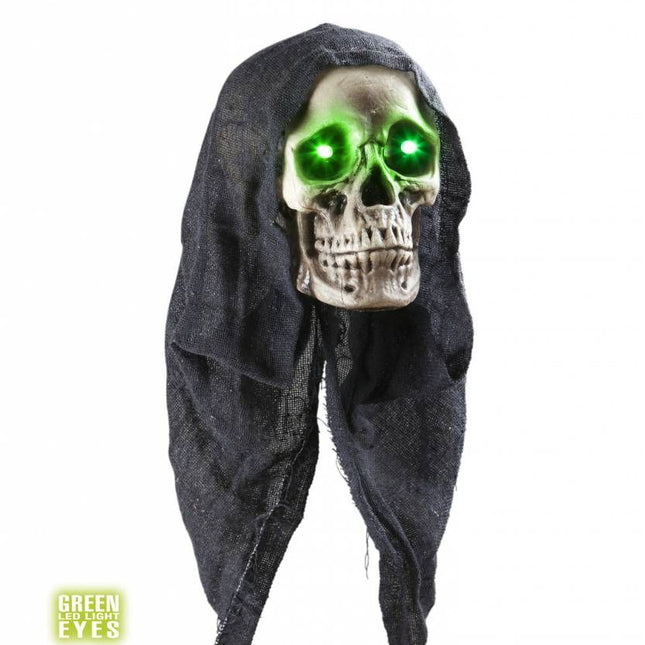 Halloweenaccessoires: Schedel met hoofddoek 45 cm