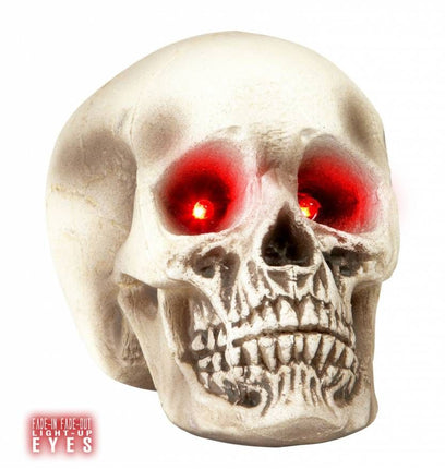 Halloweenaccessoires schedel met lichtgevende ogen 22cm