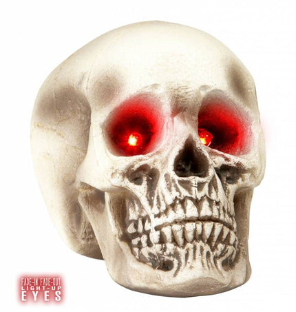 Halloweenaccessoires schedel met lichtgevende ogen 22cm