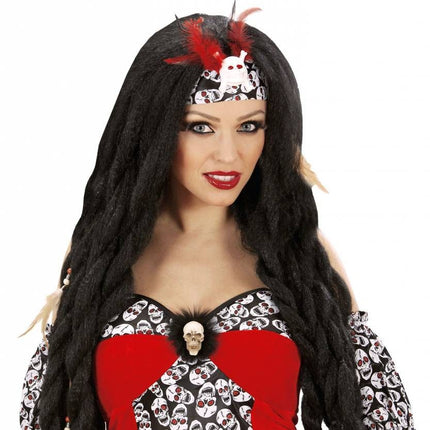 Halloweenaccessoires: Schedelbroche met veren