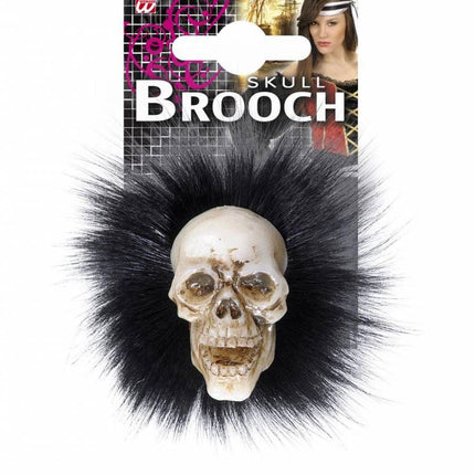 Halloweenaccessoires: Schedelbroche met veren