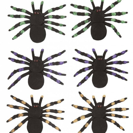 Halloweenaccessoires set van 2 spinnen met glitter accenten 12cm