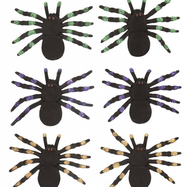 Halloweenaccessoires set van 2 spinnen met glitter accenten 12cm