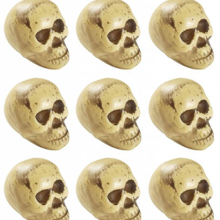 Halloweenaccessoires set van 9 schedels in een zak