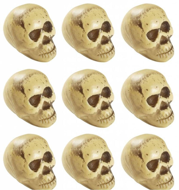 Halloweenaccessoires set van 9 schedels in een zak