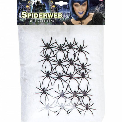 Halloweenaccessoires: Setje met 20 "luxe" spinnen