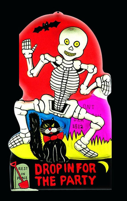 Halloweenaccessoires skelet/heks wanddecoratie 55x35cm