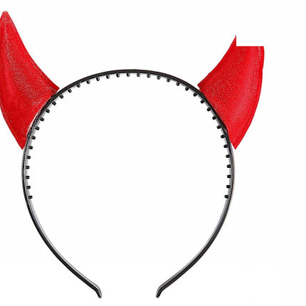 Halloweenaccessoires spiegelende duivelshoorn rood