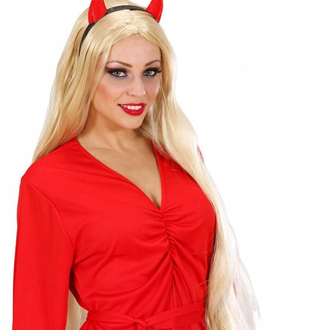 Halloweenaccessoires spiegelende duivelshoorn rood