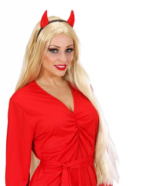 Halloweenaccessoires spiegelende duivelshoorn rood