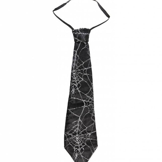 Halloweenaccessoires stropdas spinneweb 45cm
