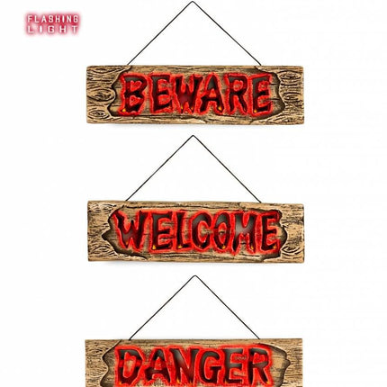 Halloweenaccessoires tekens met flikkerend licht
