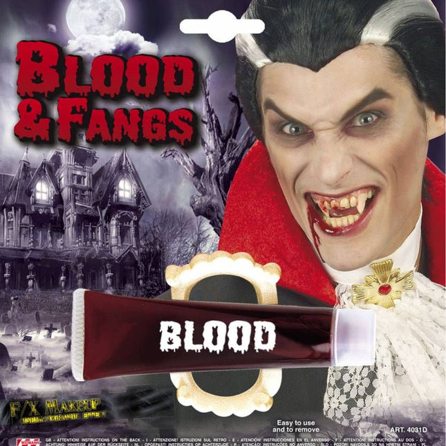 Halloweenaccessoires tube bloed met gebit