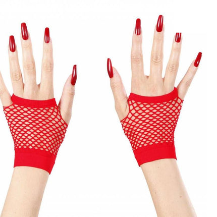 Halloweenaccessoires vingerloze nethandschoenen rood