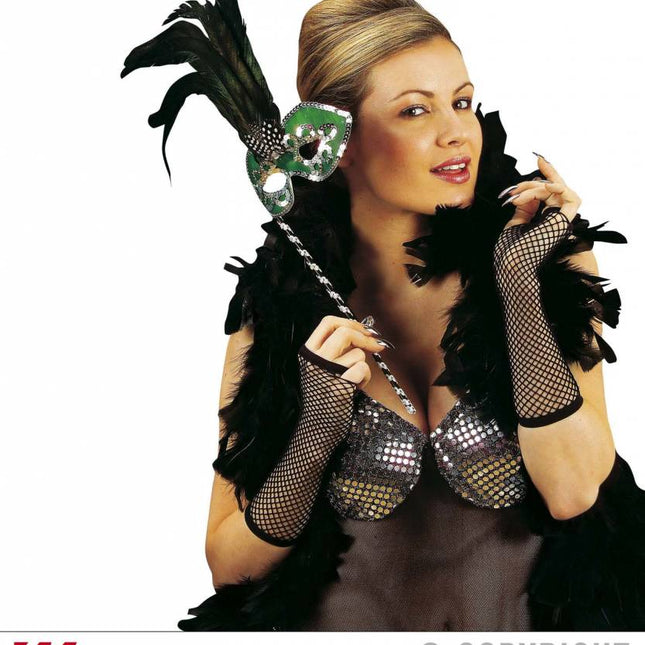 Halloweenaccessoires vingerloze nethandschoenen zwart