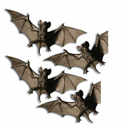Halloweenaccessoires: Vleermuizen 4 stuks 11 cm