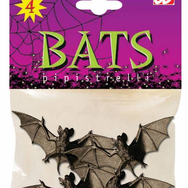 Halloweenaccessoires: Vleermuizen 4 stuks 11 cm