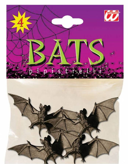 Halloweenaccessoires: Vleermuizen 4 stuks 11 cm