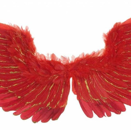 Halloweenaccessoires vleugels rood met zilver glitter 86x42cm
