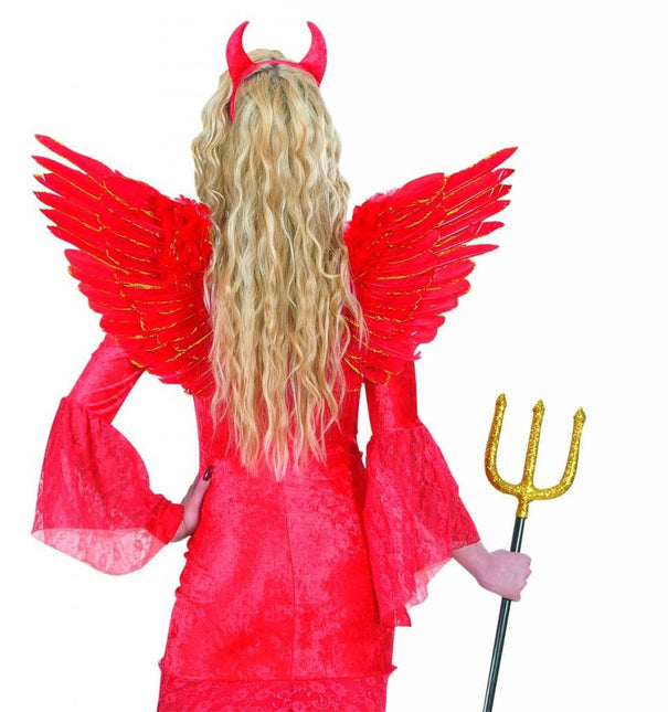 Halloweenaccessoires vleugels rood met zilver glitter 86x42cm