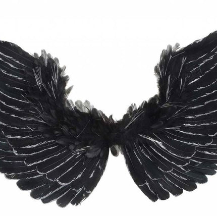 Halloweenaccessoires vleugels zwart met zilver glitter 86x42cm