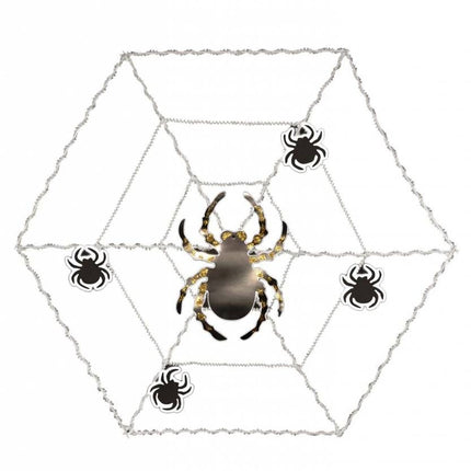 Halloweenaccessoires wanddecoratie spinnenweb met spinnen