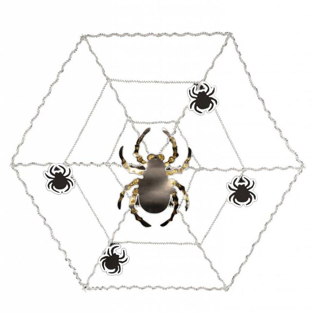 Halloweenaccessoires wanddecoratie spinnenweb met spinnen
