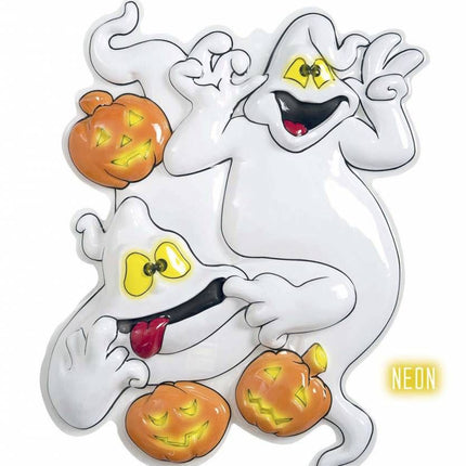 Halloweenaccessoires wanddecoratie spook met pompoenen