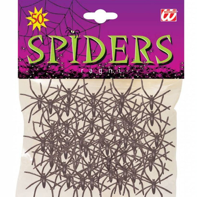 Halloweenaccessoires: Zakje met 50 spinnen