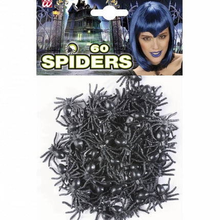 Halloweenaccessoires: Zakje met 60 spinnen