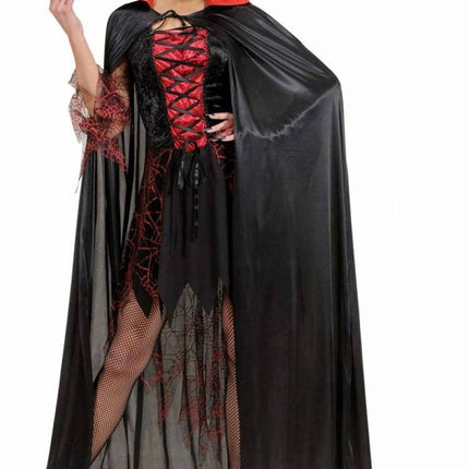 Halloweenaccessoires zwarte cape met rode kraag
