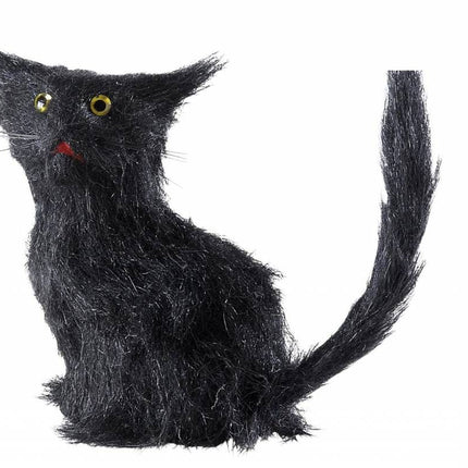 Halloweenaccessoires zwarte kat 12cm