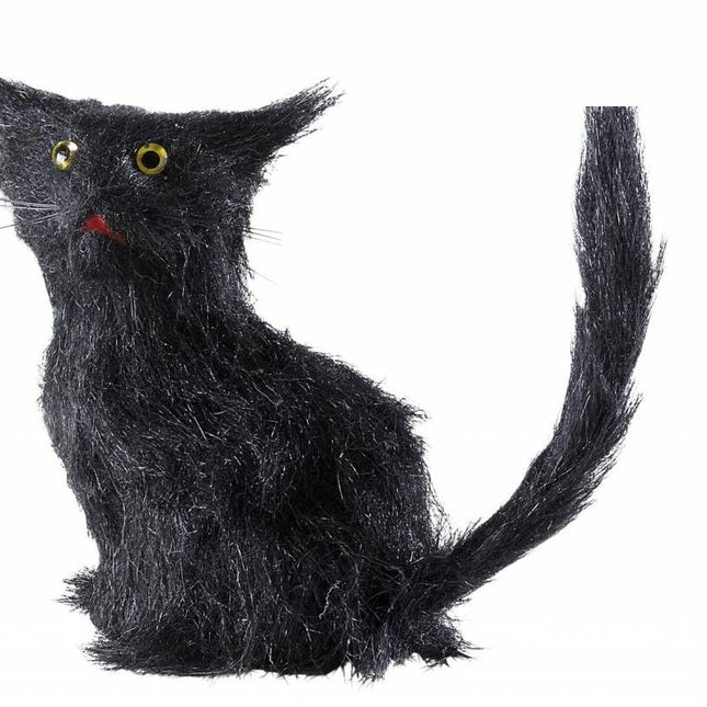 Halloweenaccessoires zwarte kat 12cm