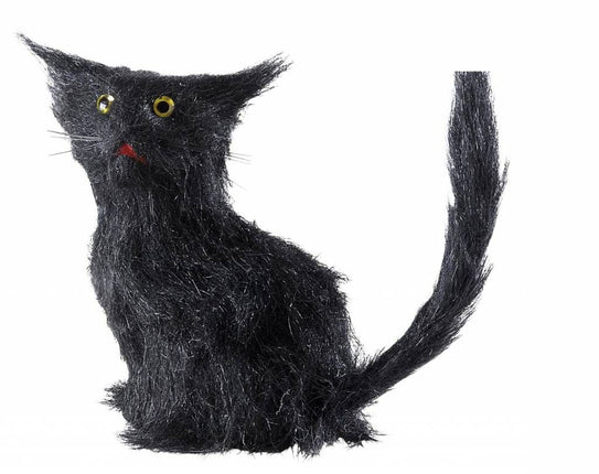 Halloweenaccessoires zwarte kat 12cm