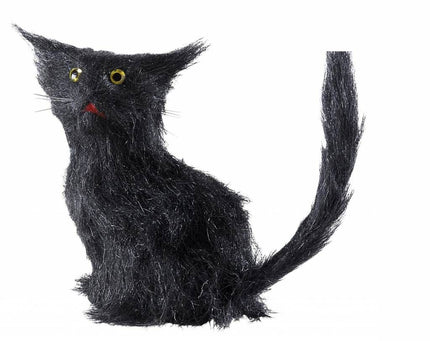 Halloweenaccessoires zwarte kat 12cm