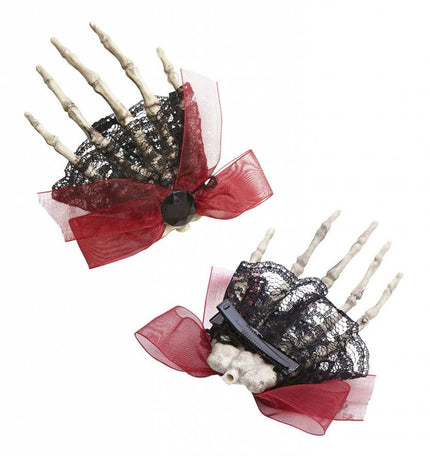 Halloweenartikel broche/haarclip skelet hand