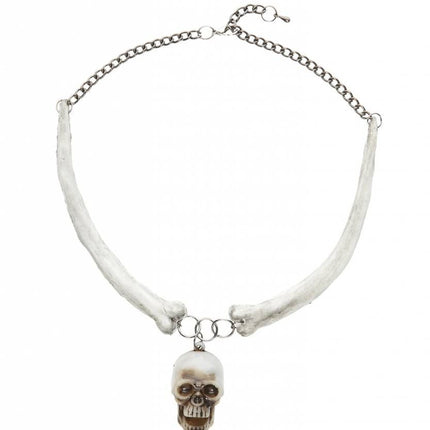 Halloweenartikel ketting met schedels en botten