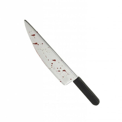 Halloweenartikel mes met bloed 48cm