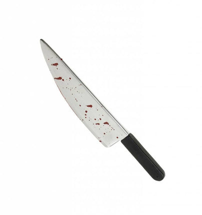 Halloweenartikel mes met bloed 48cm