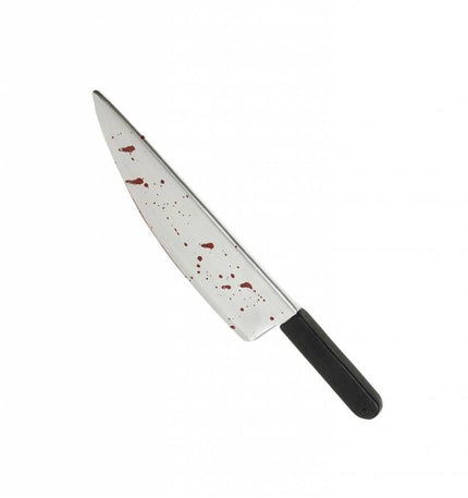 Halloweenartikel mes met bloed 48cm