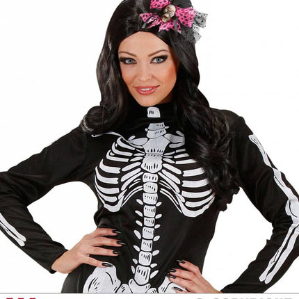 Halloweenartikel mini hoge hoed schedel met strik