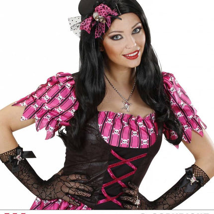 Halloweenartikel mini hoge hoed schedel met strik