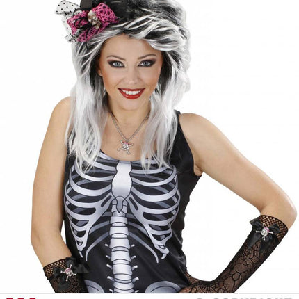 Halloweenartikel mini hoge hoed schedel met strik