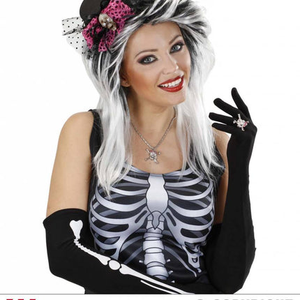 Halloweenartikel mini hoge hoed schedel met strik