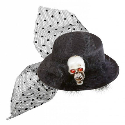 Halloweenartikel mini hoge hoed schedel